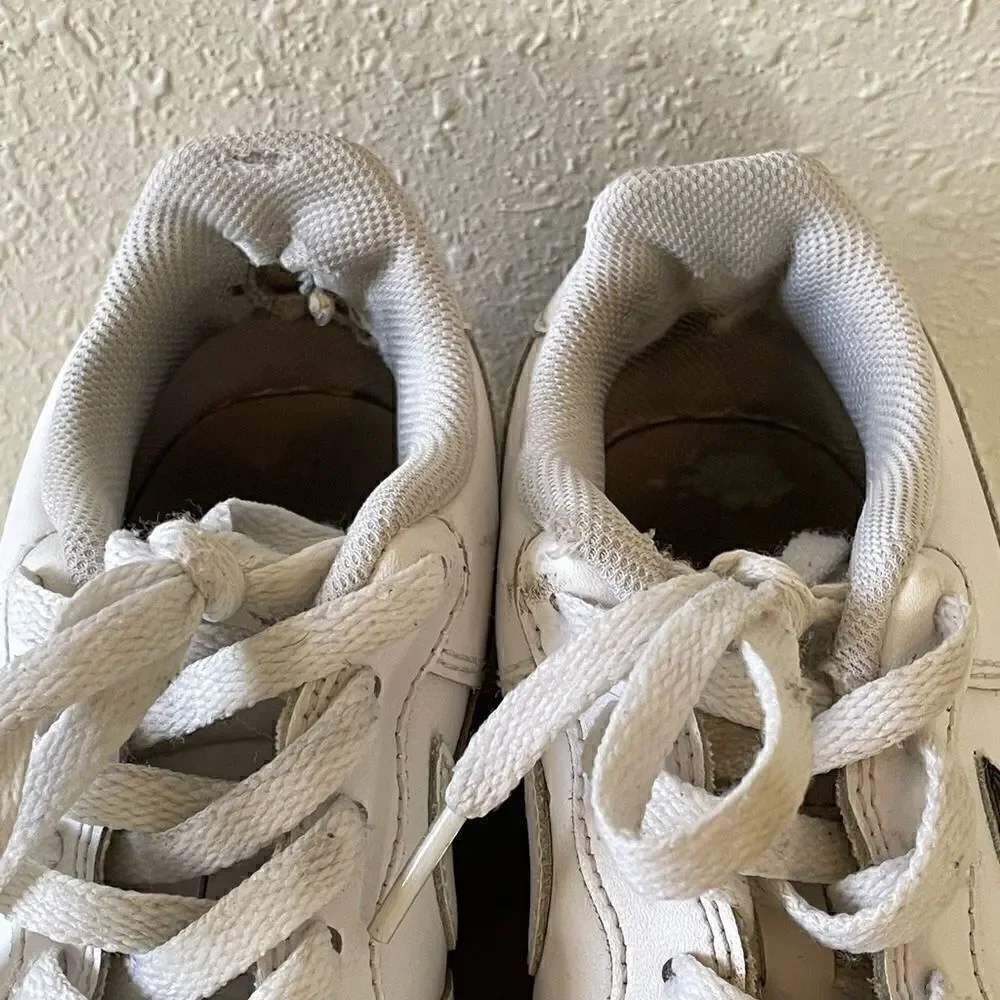 Pre-LOVED Nike Air Force 1 White and Black Custom Made Size 6Y